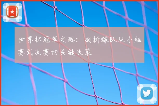 世界杯冠军之路:剖析球队从小组赛到决赛的关键决策